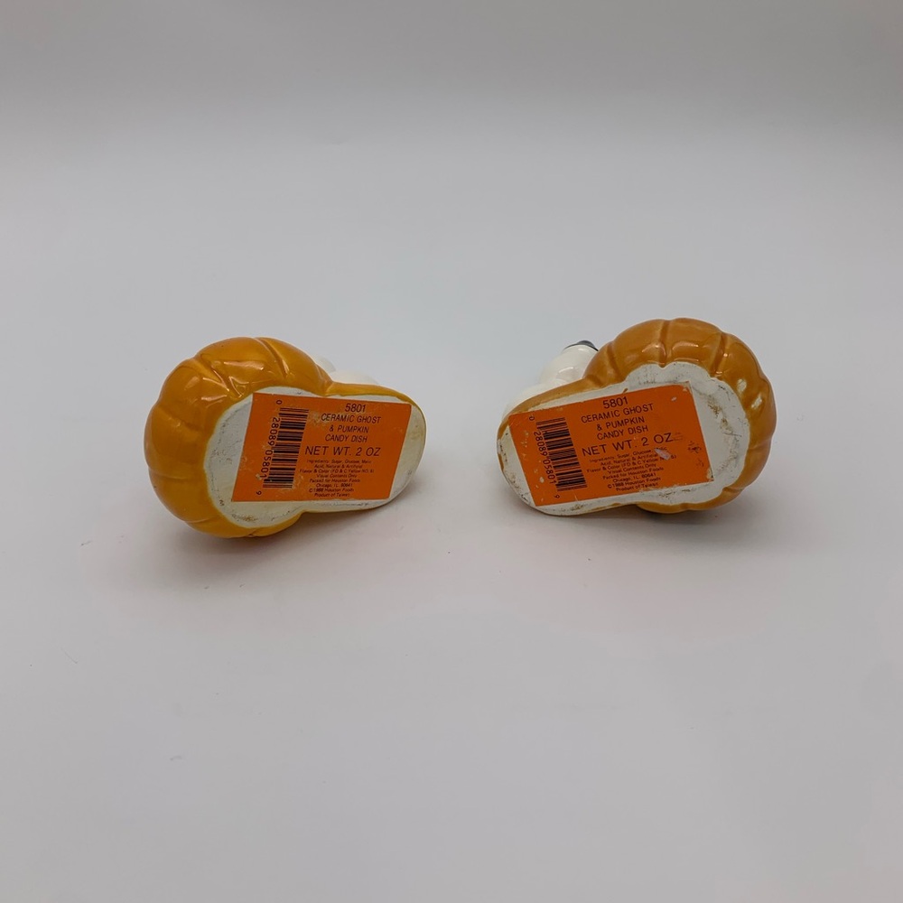 Vintage Retro 1988 Ceramic Pumpkin & Ghost Succulent Tealight Candle Holders Set - Picture 9 of 14